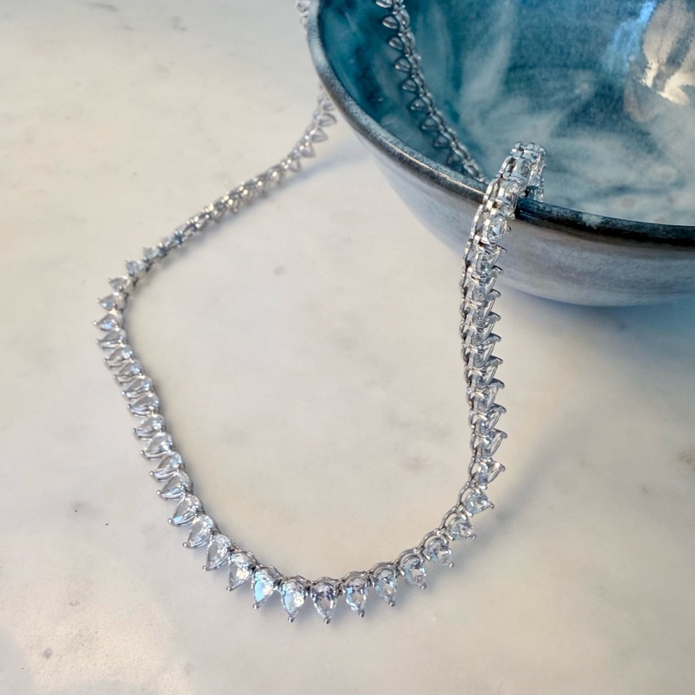Nordstrom pear-cut white sapphire tennis necklace